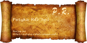 Petyka Ráhel névjegykártya